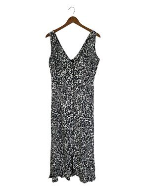 Nobody’s Child Size 4 Navy Ivory Clio Floral Button-Up Sleeveless Midi Dress